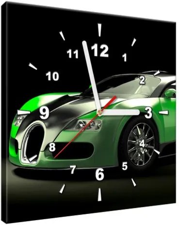 Obraz s hodinami Zelené Bugatti Veyron 30x30cm ZP2377A_1AI