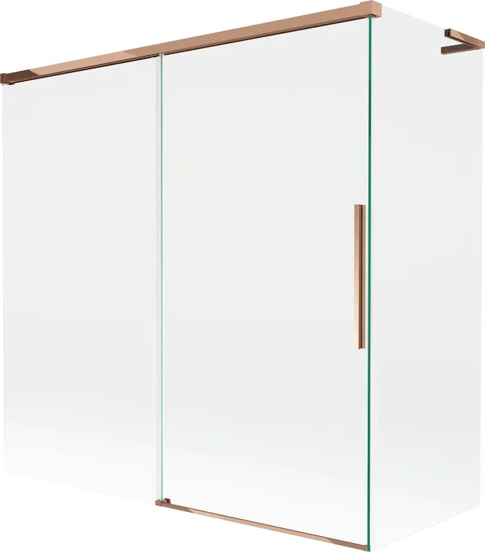 Mexen Rox, L posuvná 2-krídlová vaňová zástena 160 + 70 x 150 cm, 8mm číre sklo, ružové zlato profil, 8C9L-160-070-60-00