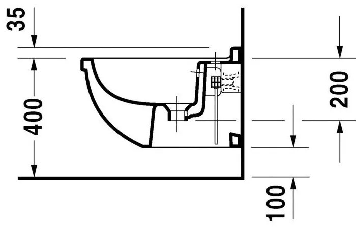 DURAVIT Starck 3 závesný bidet s otvorom, 360 mm x 540 mm, s povrchom WonderGliss, 22801500001