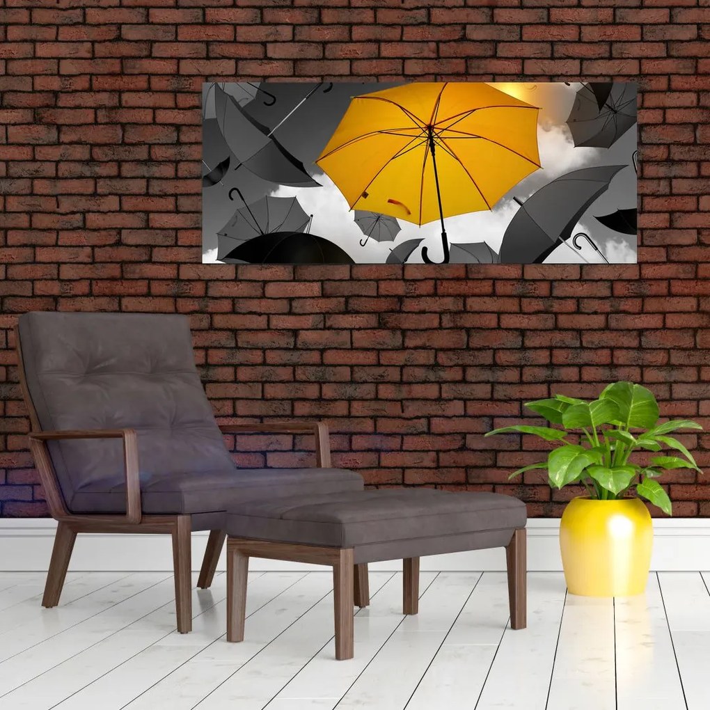 Obraz žltého dáždnika (120x50 cm)