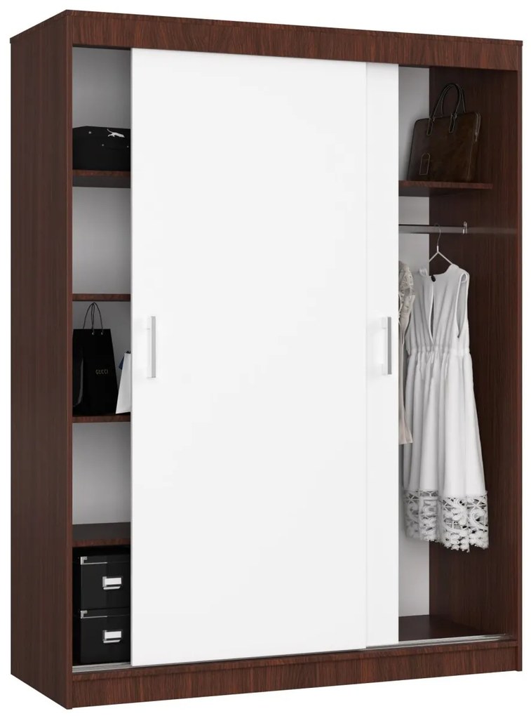 Šatní skříň CLP Mono 150 cm wenge/bílá