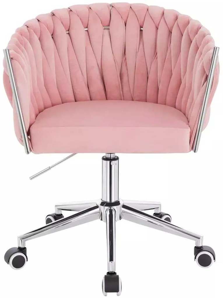 LuxuryForm DESIGN Stolička NORDEN VELUR na striebornej podstave s kolieskami - ružová