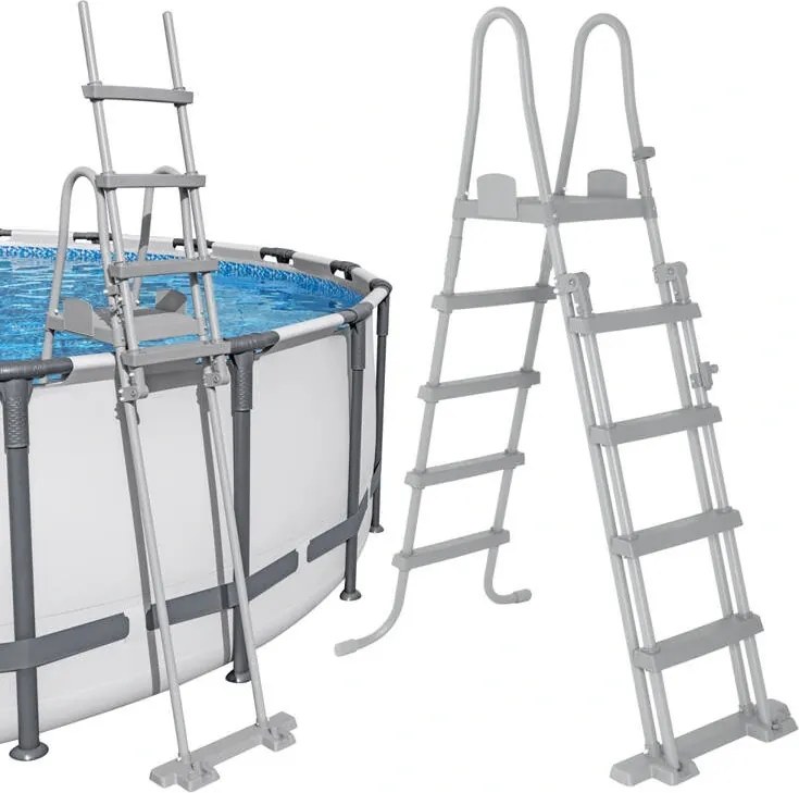 Bazénový rebrík Bestway 132 cm - bezpečný, protišmykový, kovový 58332