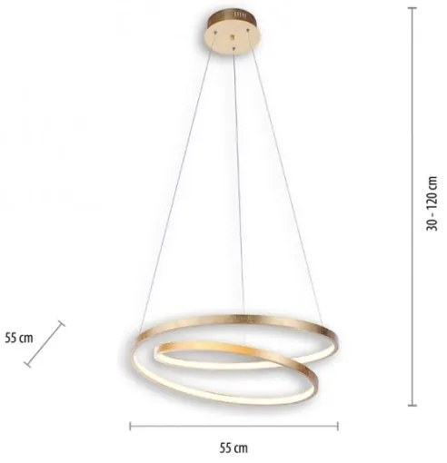 Paul Neuhaus 2472-12 - LED Stmievateľný luster na lanku ROMAN LED/30W/230V zlatá