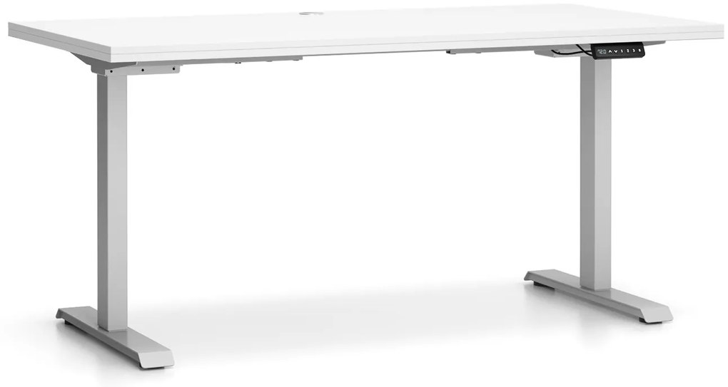 Výškovo nastaviteľný stôl SINGLE LAYERS, 160x80 cm, 2 motory, biela
