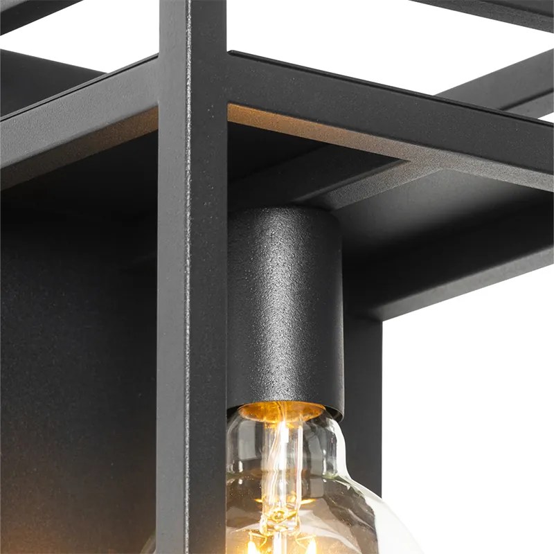 Priemyselná nástenná lampa čierna s poličkou - Cage Rack