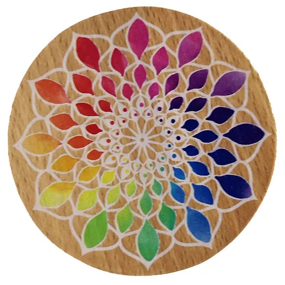 AMADEA Drevená krabička guľatá mandala, masívne drevo, 8 cm, český výrobok
