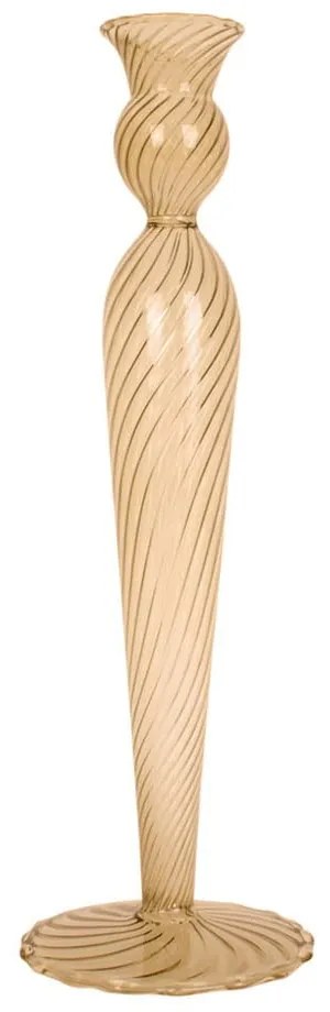 Svetlohnedý sklenený svietnik PT LIVING Swirl, výška 26,5 cm