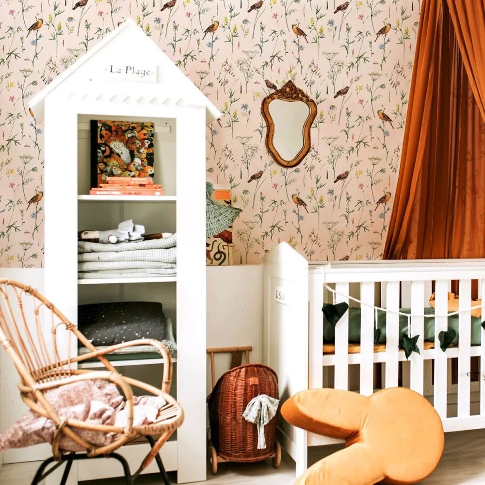 Tapeta lúka s vtákmi 280x100 cm