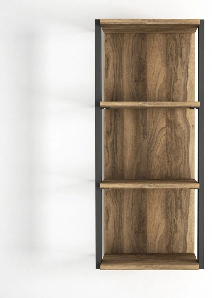 Nástenná polica Lost orech/čierna