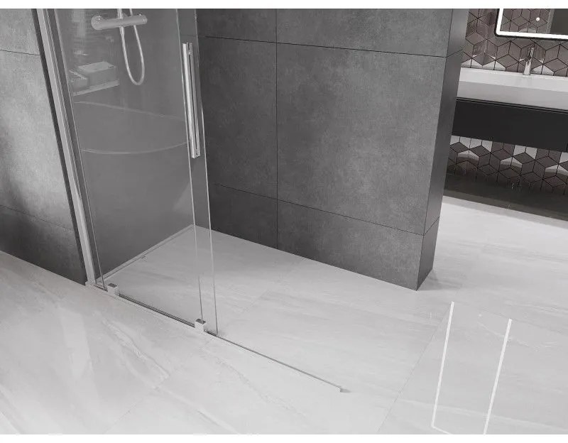 Mexen Velar, posuvné dvere do otvoru typ Walk-In 130 cm, 8mm číre sklo, chrómová, 871-130-000-03-01