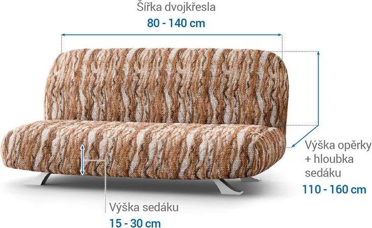 Bielastické poťahy OCEANO NOVÉ tehlové dvojkreslo s drevenými rúčkami (š. 80 -140 cm)