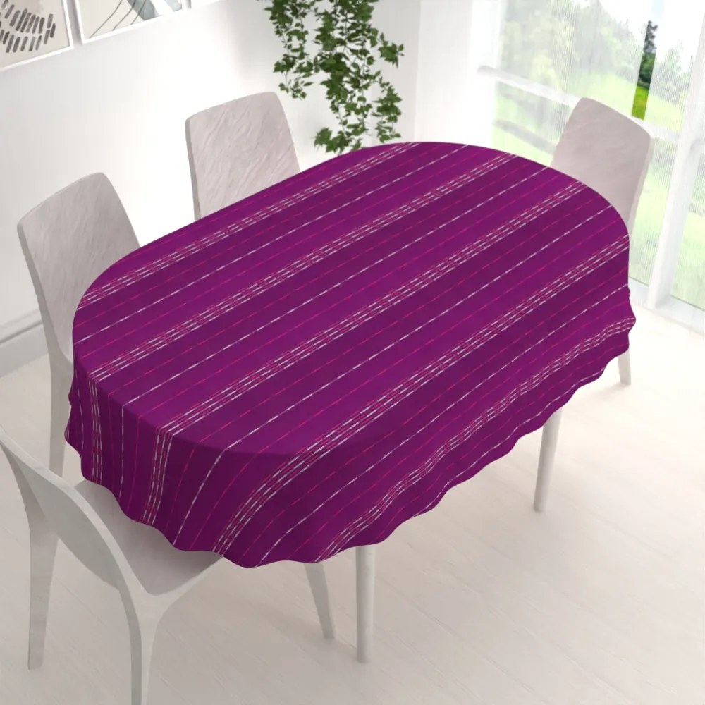 Biante Bavlnený oválny obrus Olivia OL-002 Pásiky na fialovom 140x220 cm