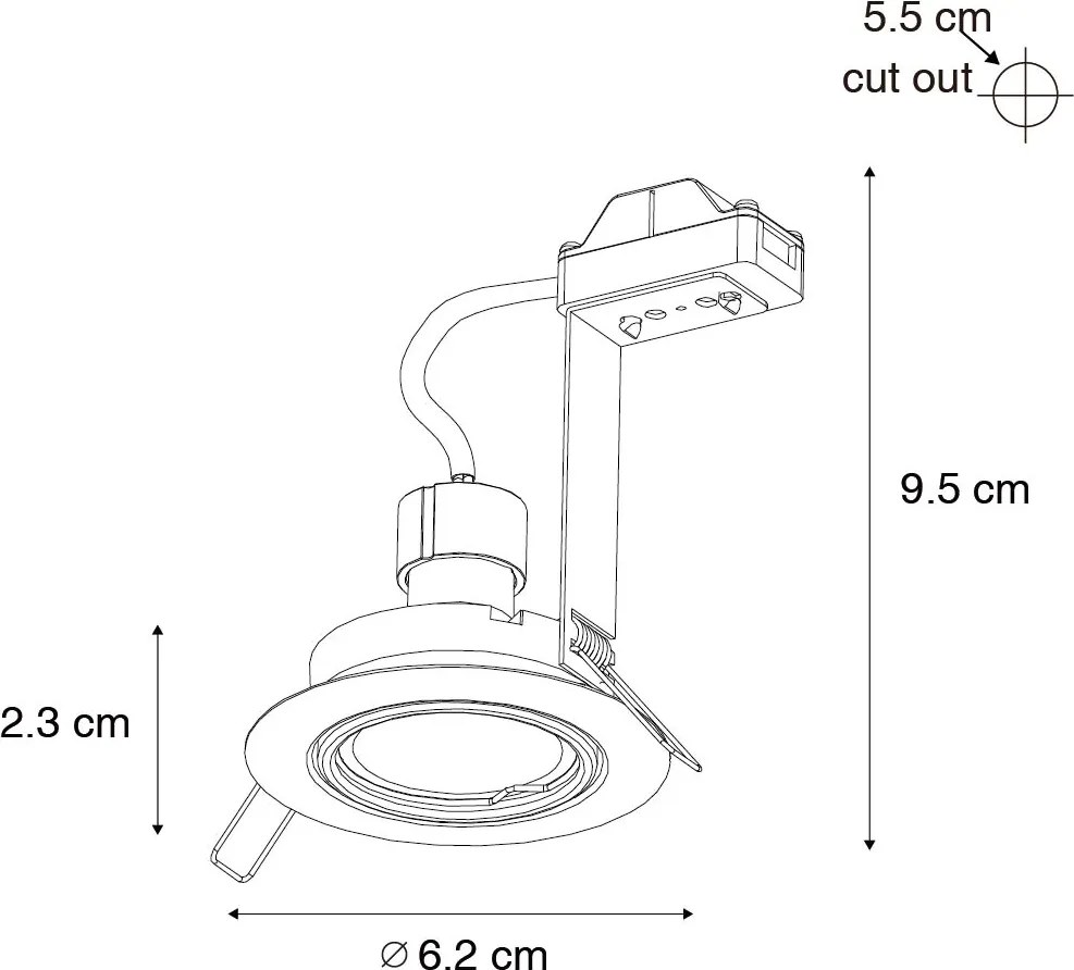 Sada 12 čiernych zapustených bodových svietidiel GU10 35mm - Edu