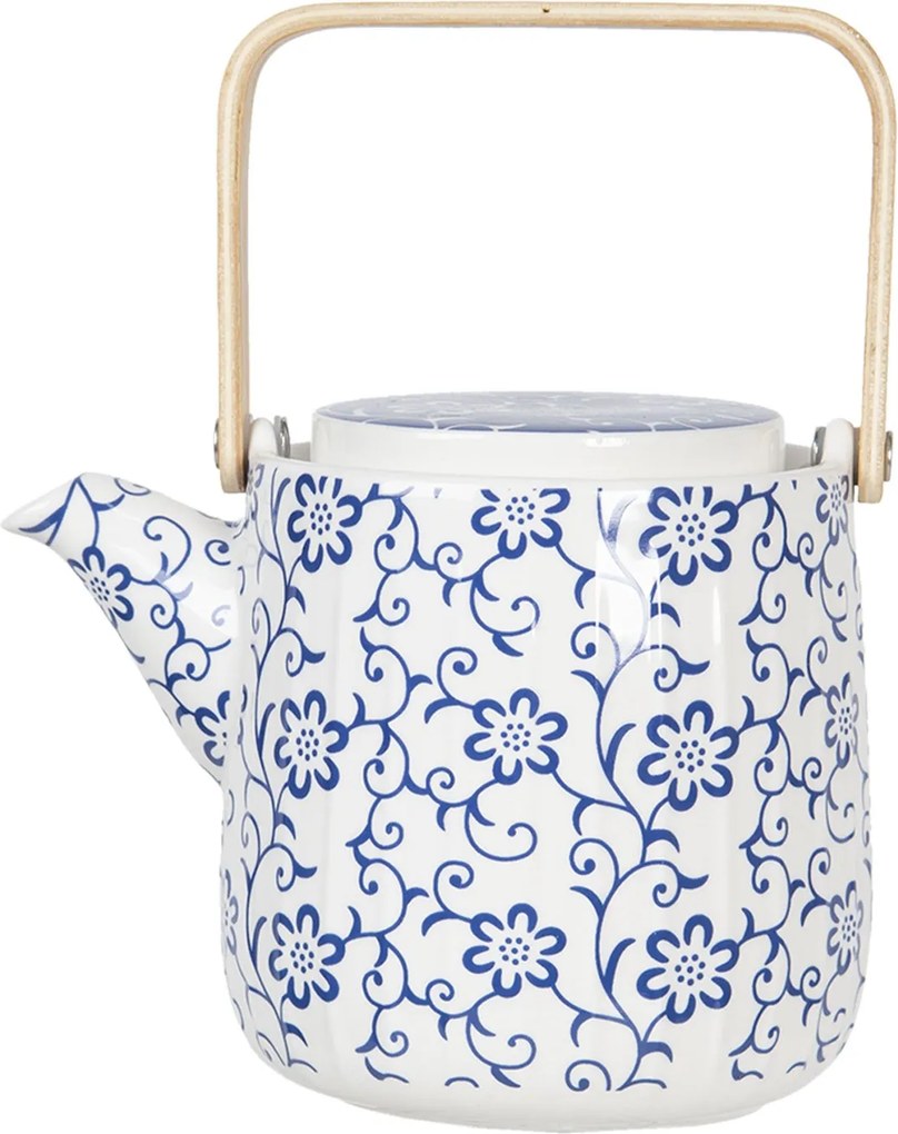 Porcelánová konvička na čaj s modrými kvetmi - 0,8 L
