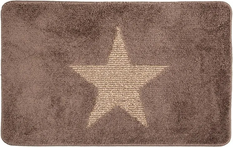 Hnedá kúpeľňová predložka s hviezdou - 78*48*1 cm