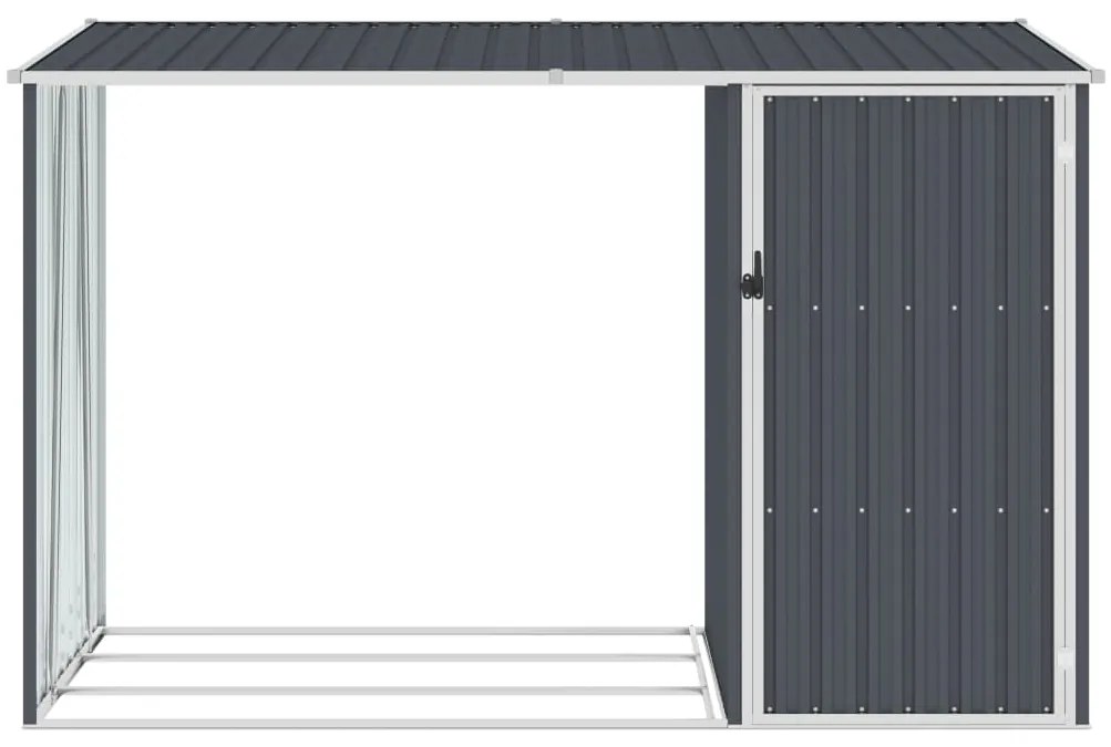 Záhradná kôlňa na palivové drevo antracitová 245x98x159 cm pozinkovaná oceľ