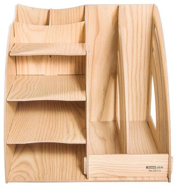 Drevený kancelársky organizér na dokumenty so 7 priehradkami svetlé drevo DIY D9113