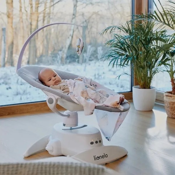 Lionelo - Detské hojdacie kresielko s melódiou IRIS Grey Concrete