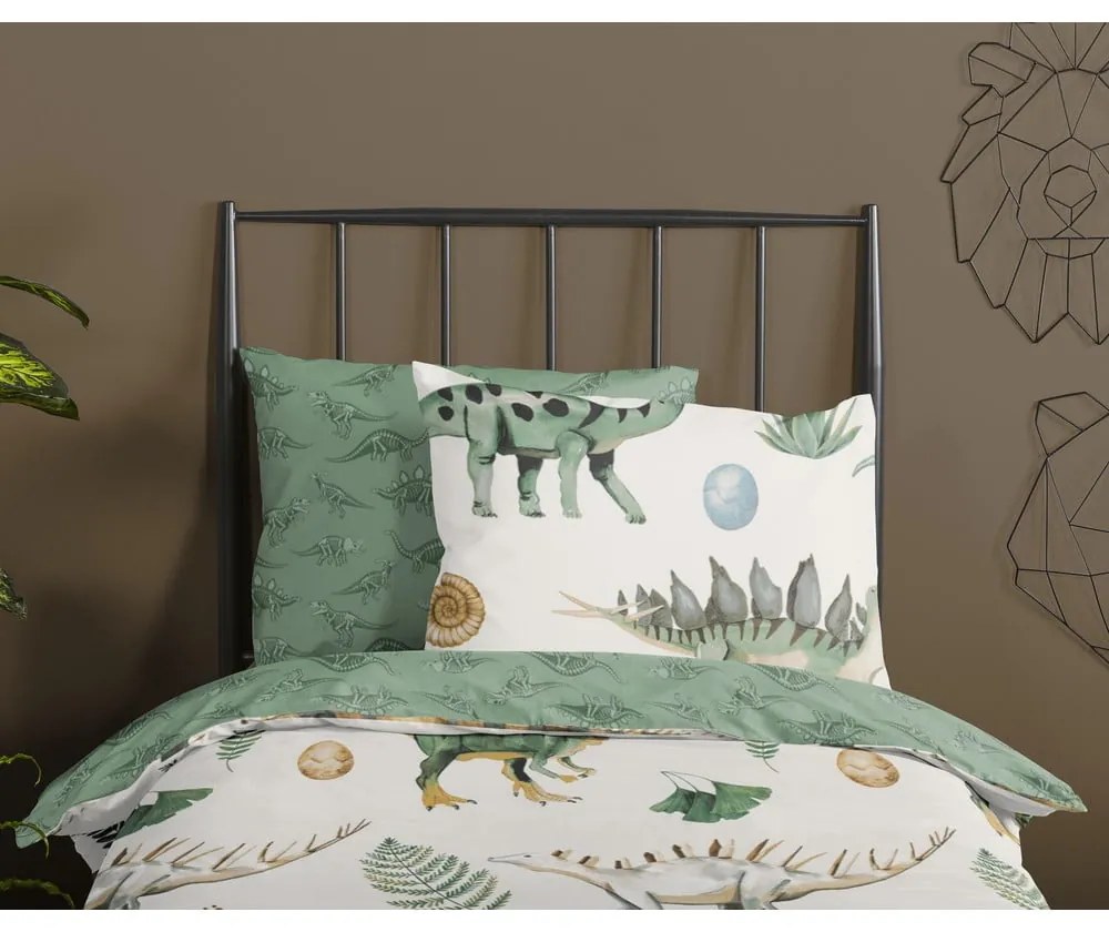 Zelené/béžové bavlnené detské obliečky na jednolôžko 140x200 cm Gabi – Good Morning