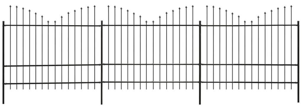 vidaXL Záhradný plot s hrotmi, obrátený, oceľ (1,5-1,75)x6 m, čierny