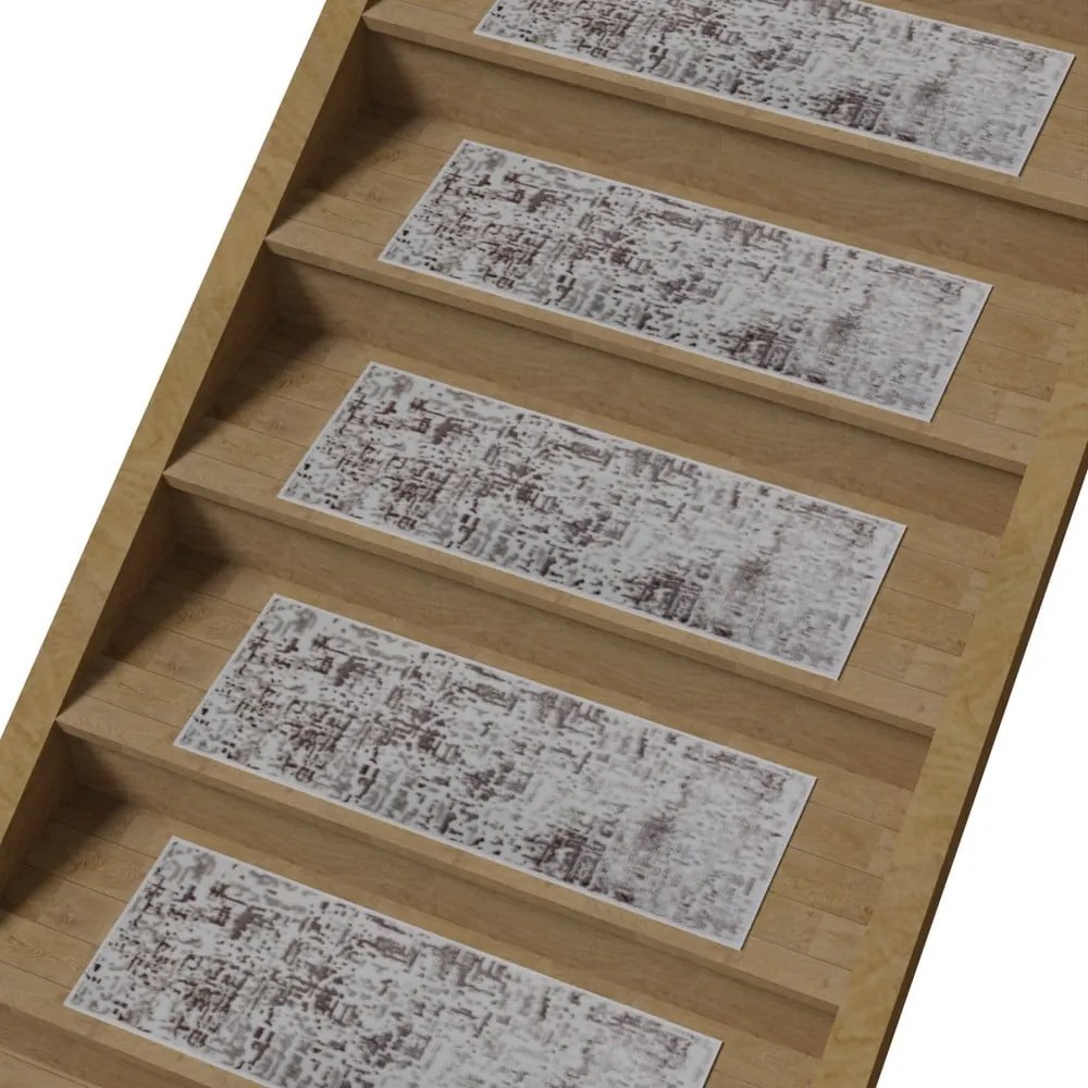 Sivo-svetlohnedé bavlnené nášľapy na schody v súprave 16 ks 25x65 cm Milan Vizon – Vitaus