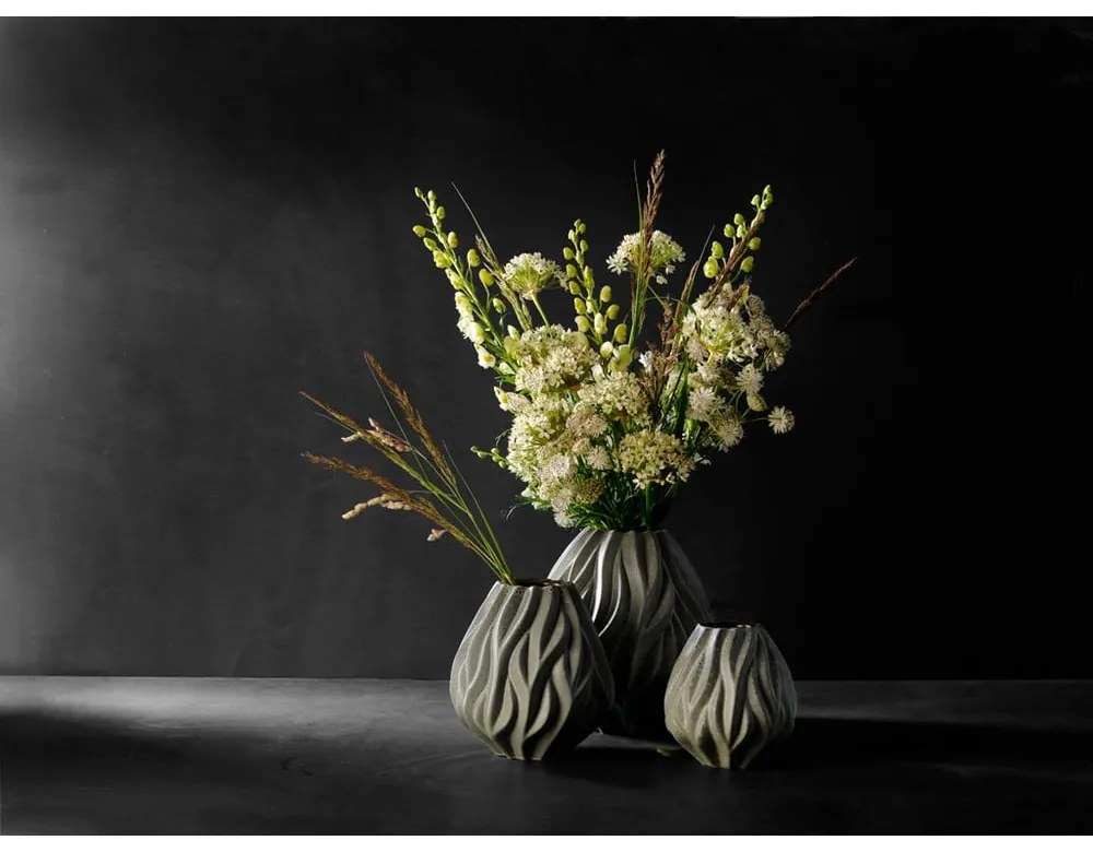 Sivá porcelánová váza Morsø Flame, výška 23 cm