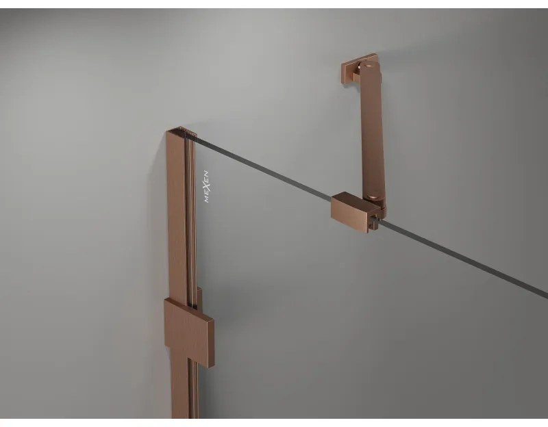 Mexen Lunar Duo, výklopný sprchový kút 120 x 80 cm, 8mm číre sklo, profil medená matná, 834-120L-080P-65-00