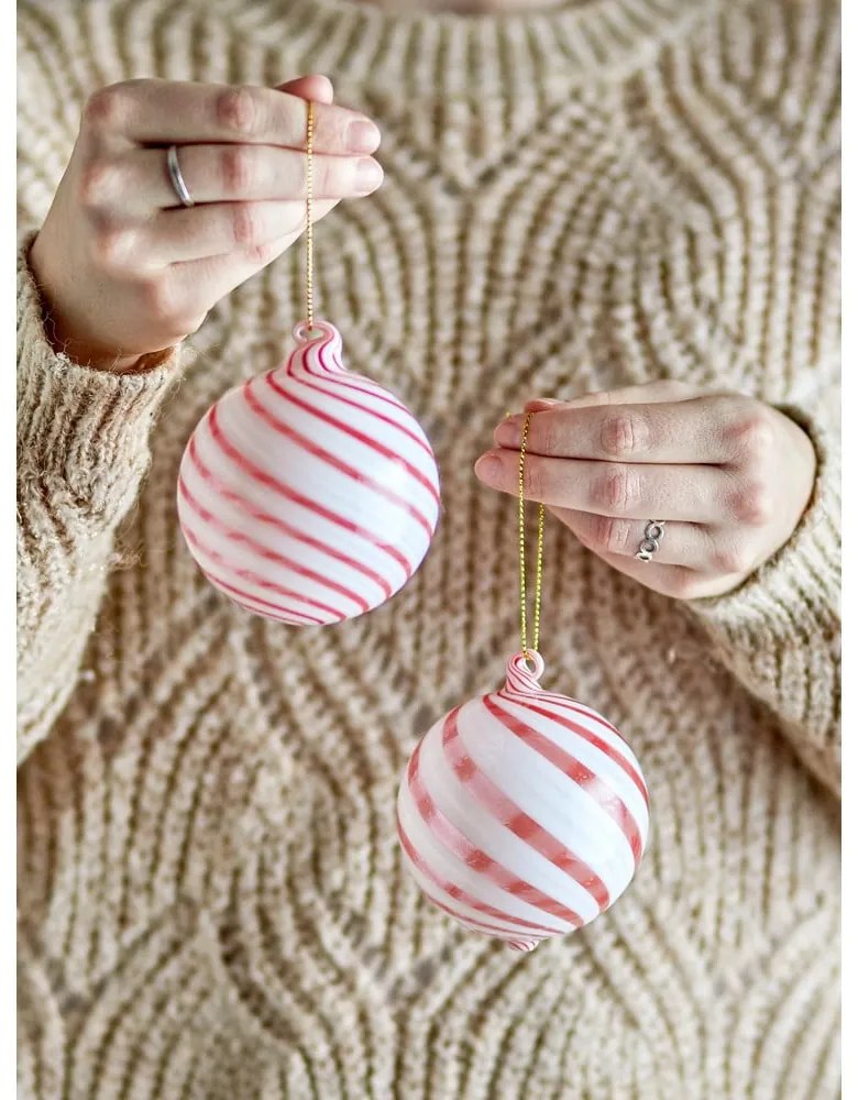 Sklenené vianočné gule v súprave 2 ks ø 8 cm Zwirl – Bloomingville