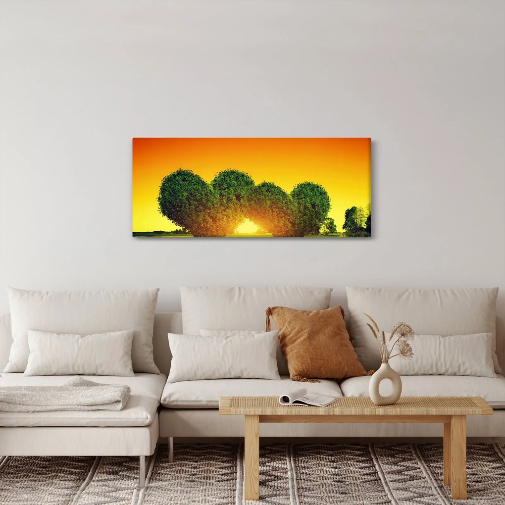 Obraz - Srdce v korunách stromov (120x50 cm)