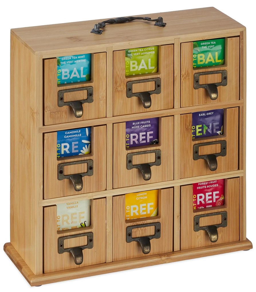 Bambusová krabička na čaj s 9 priehradkami RD46387