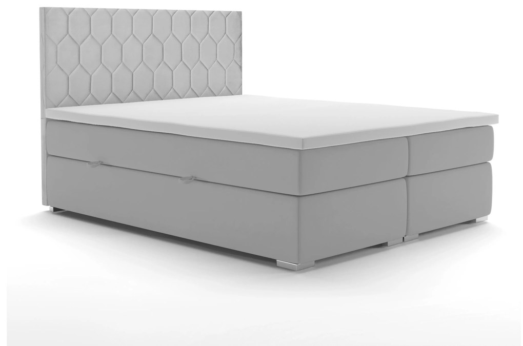 Manželská posteľ Boxspring 180 cm Piranno (svetlosivá) (s úložným priestorom). Akcia -20%. Vlastná spoľahlivá doprava až k Vám domov. 1044297