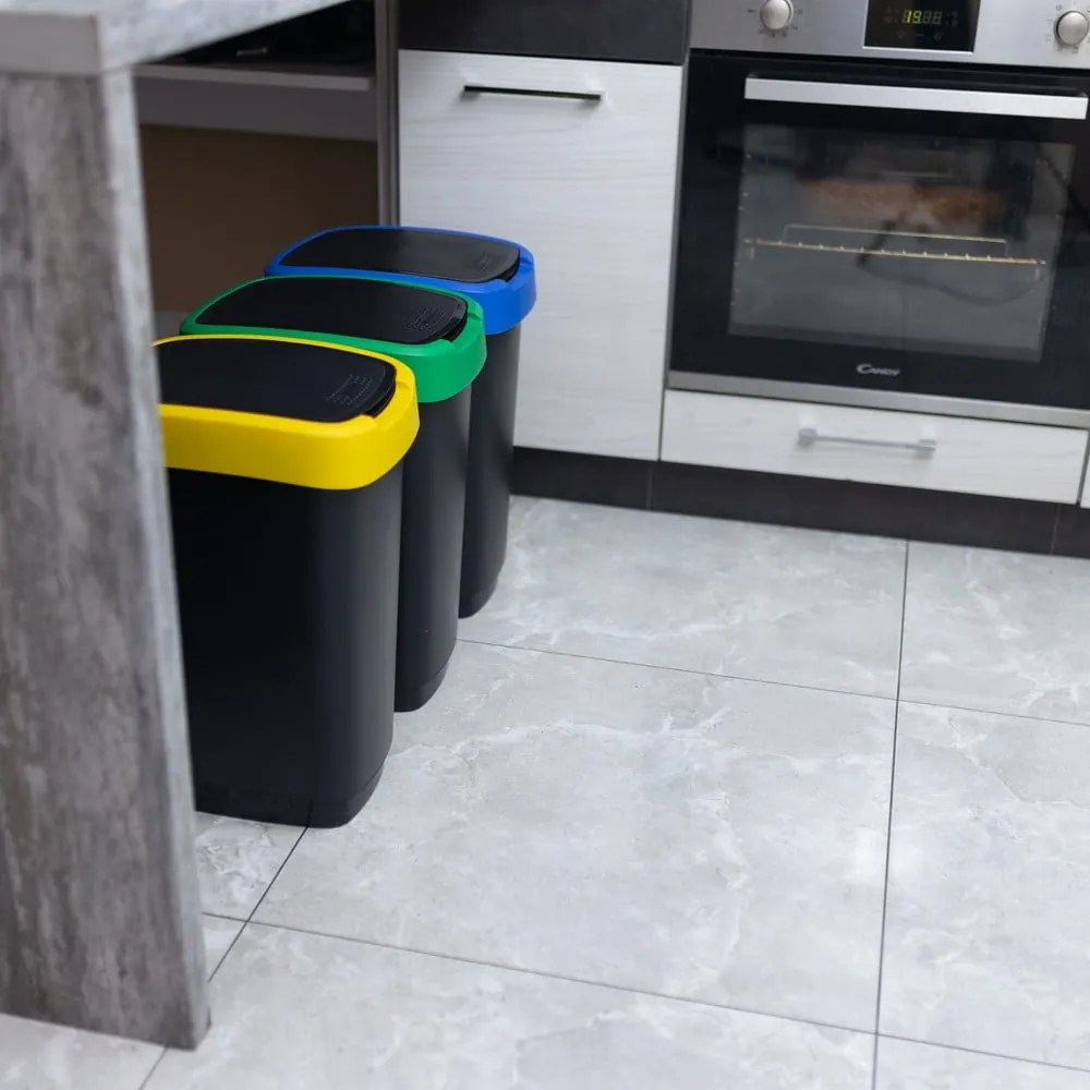Čierne odpadkové koše v súprave 3 ks na triedený odpad z recyklovaného plastu 25 l Twist – Rotho