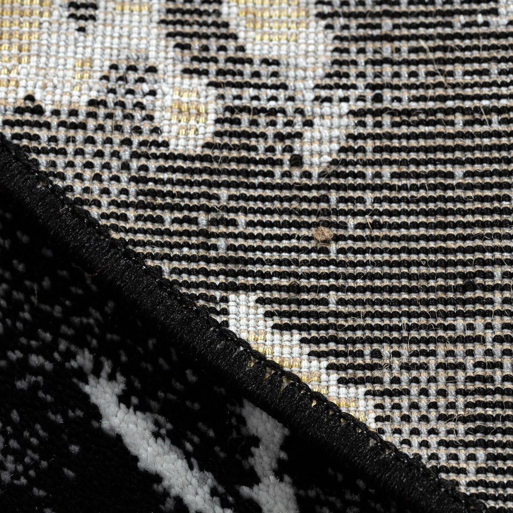 Dywany Łuszczów, Kusový koberec Allure 1963 black/gold kruh, 100x100 (priemer) kruh, čierna, kancelária