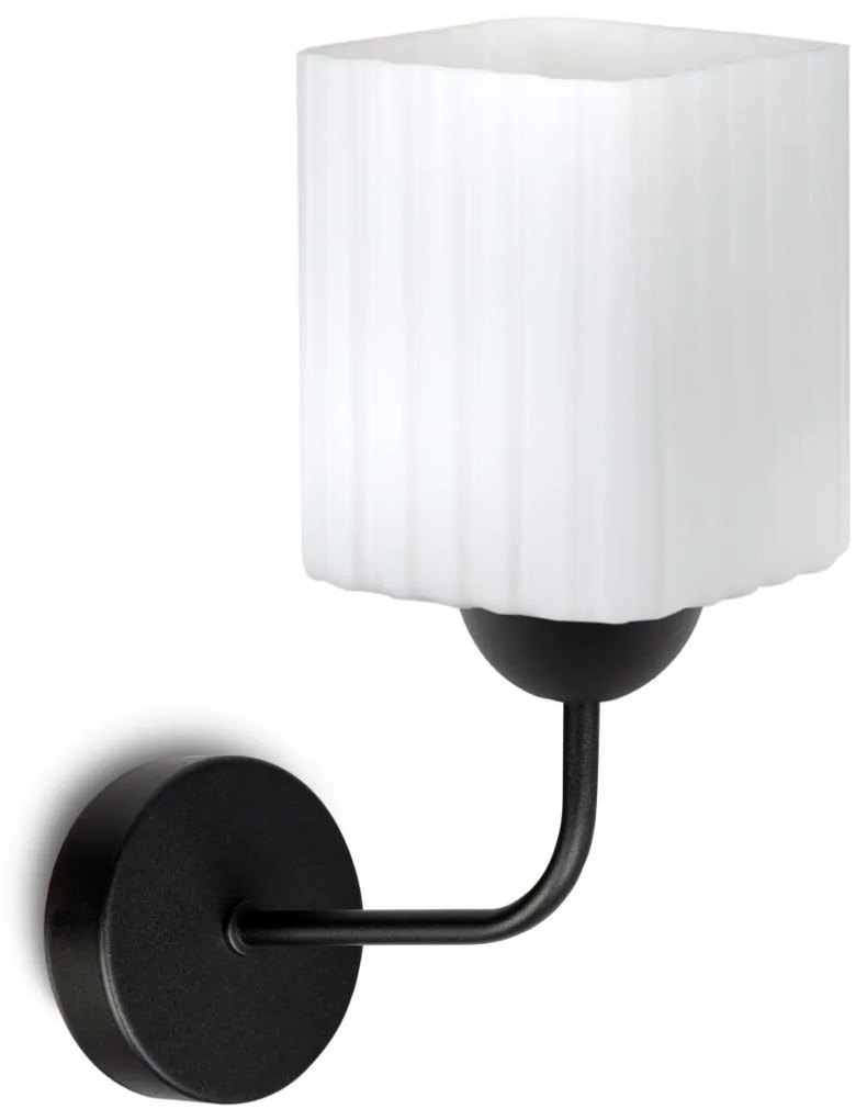 Nástenné svietidlo Riffle Square, 1x biele sklenené tienidlo, b