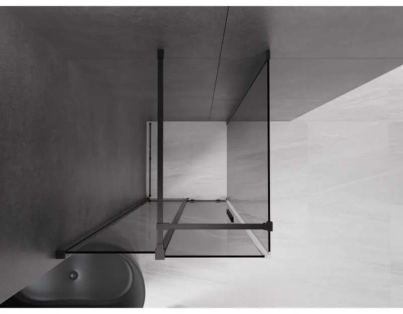 Mexen Velar, sprchový kút s posuvnými dverami 110 x 110 cm, 8mm šedé sklo, čierna matná, 871-110-110-41-70