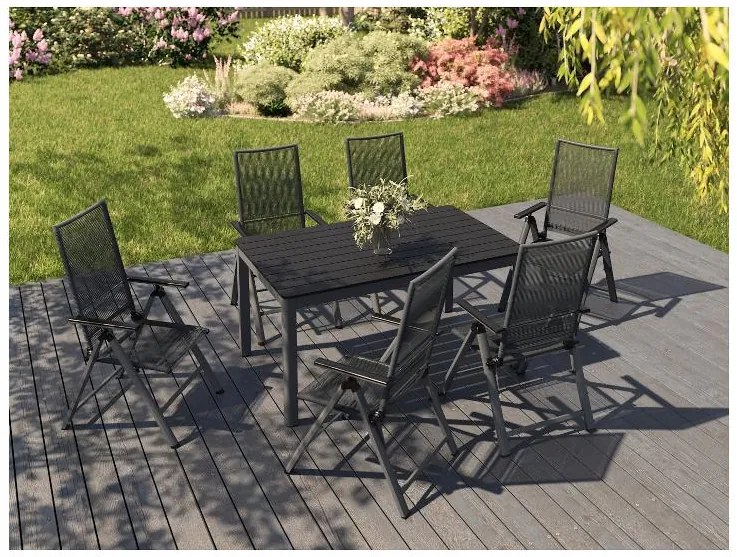 Livarno home Záhradný stôl Miami + Záhradné kreslo Miami, 6 kusov  (800008476)