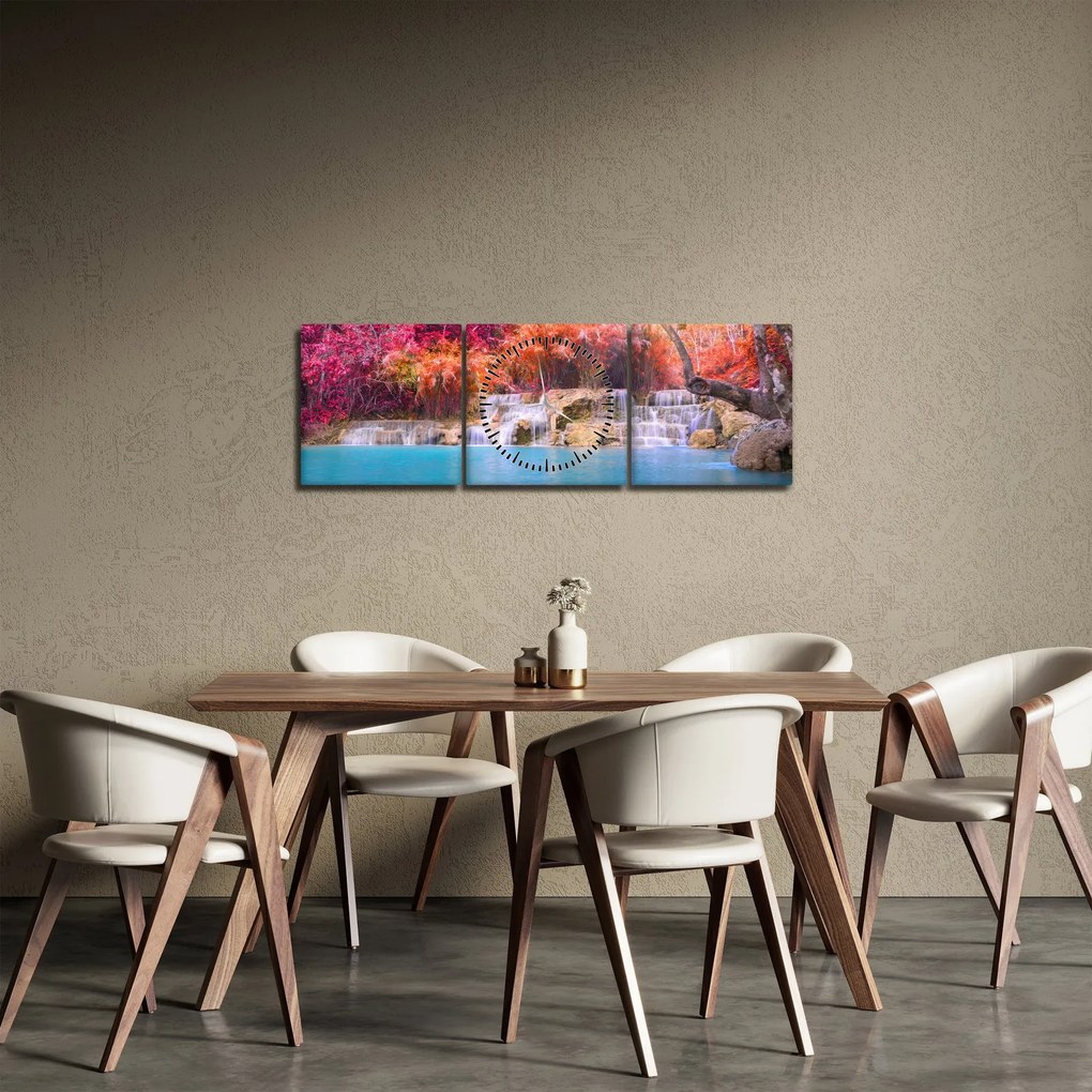 Obraz tyrkysovej lagúny, Laos, Tat Kuang Si (s hodinami) (90x30 cm)
