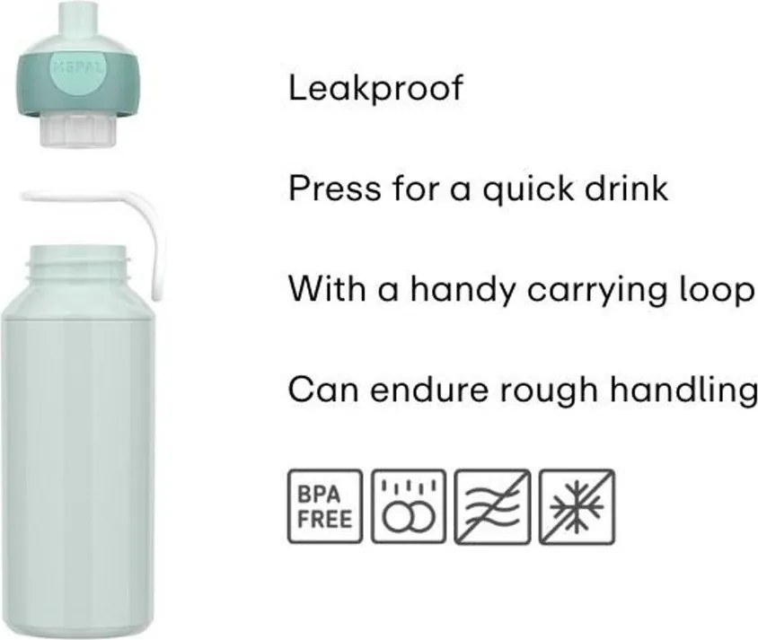 Svetlozelená plastová detská fľaša 400 ml Little Farm by Little Dutch – Mepal