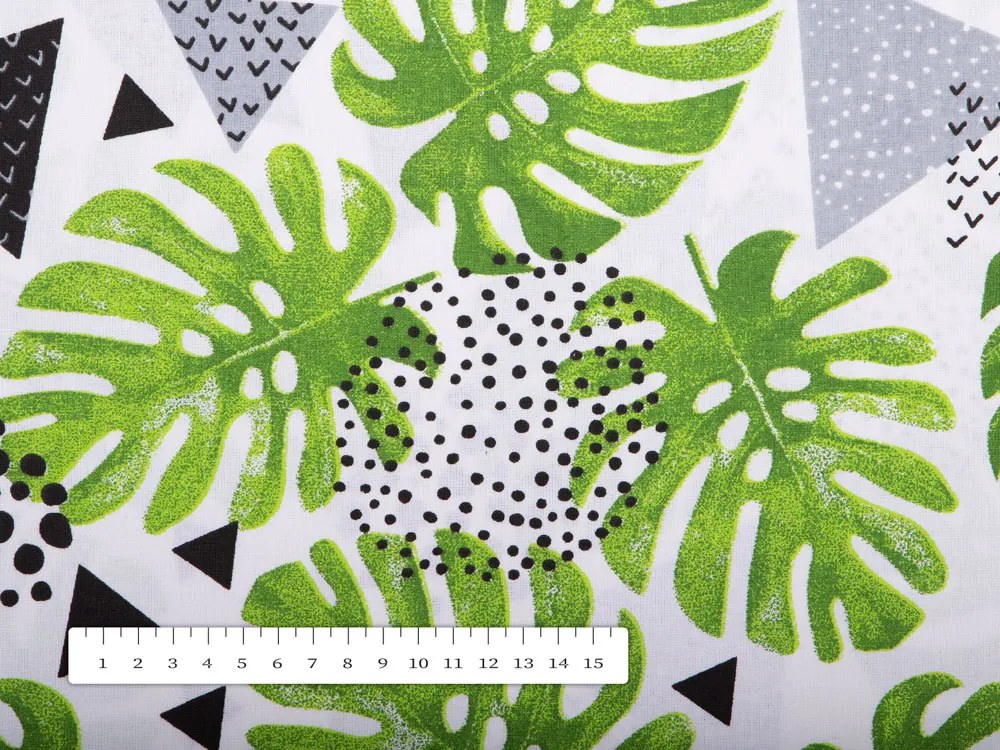 Biante Bavlnený oválny obrus Sandra SA-175 Zelené listy Monstera 100x140 cm