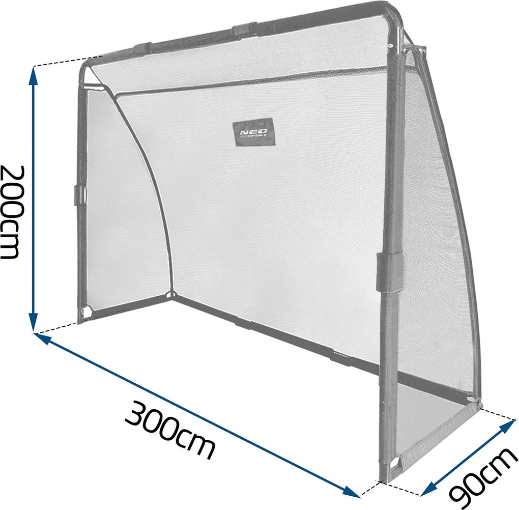 Neo-Sport Futbalová bránka 300 x 200 x 90 cm NS-497 čierna