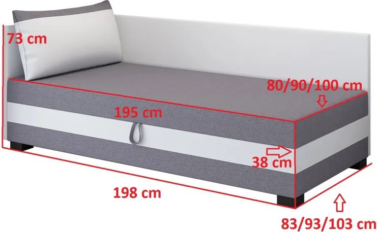 Jednolôžková čalúnená posteľ 80x195 MIRRY PLUS 1 - šedá / grafitová