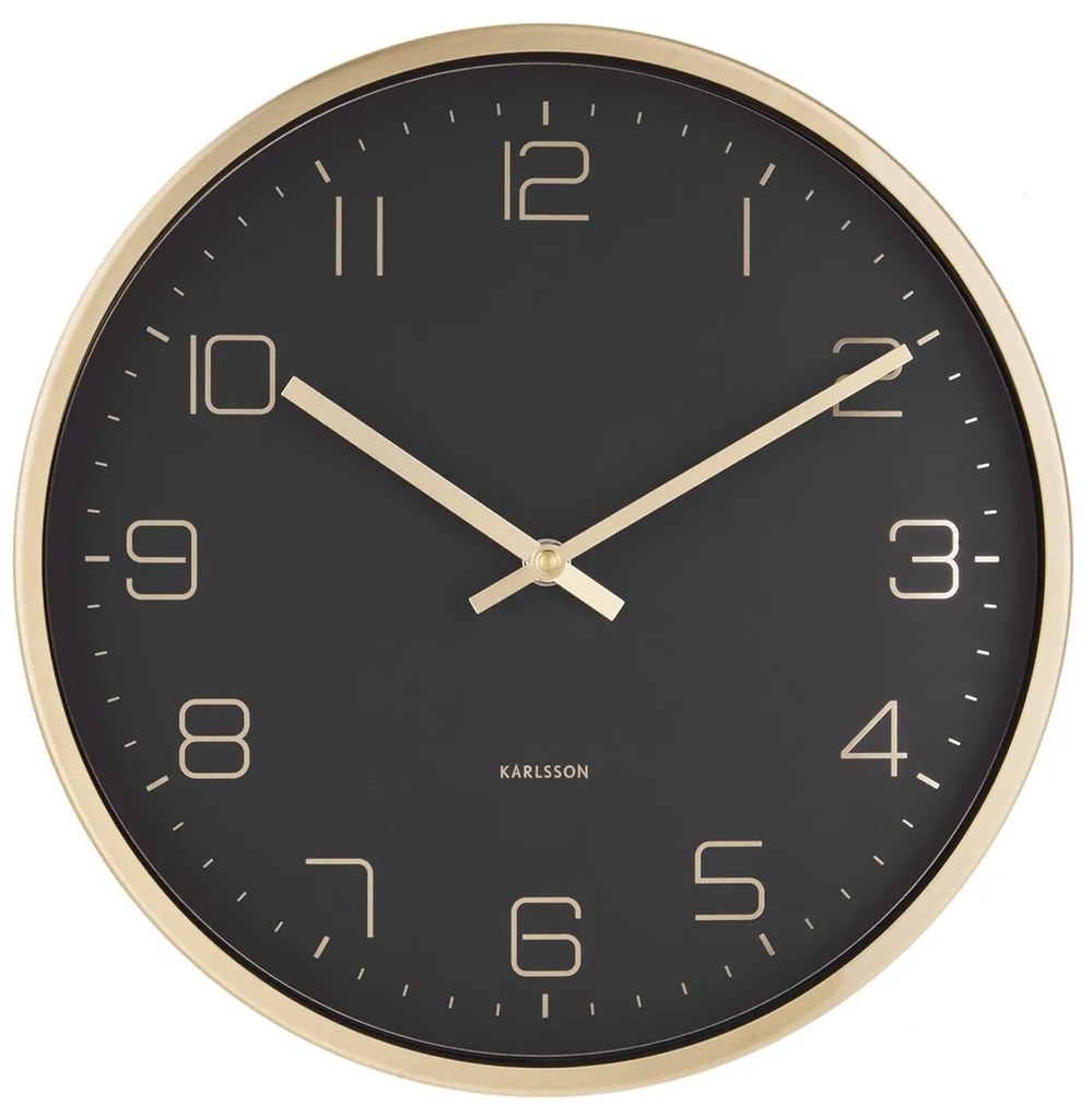 Nástenné hodiny Gold Elegance čierne 30 × 4 cm