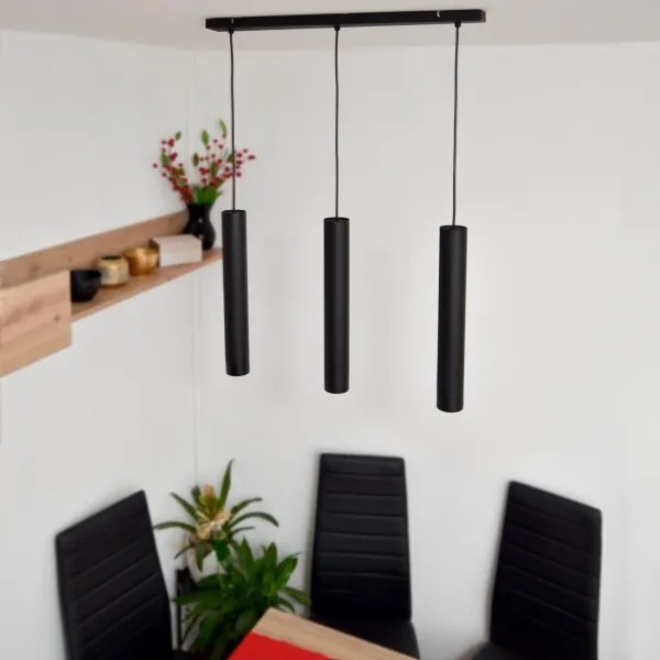 LED Luster na lanku TUBA 3xGU10/4,8W/230V čierna