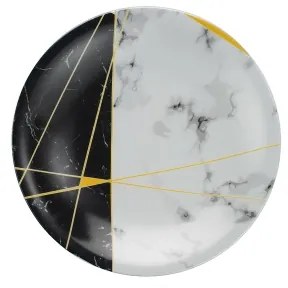 24-dielna jedálenská súprava, čierna/biela/zlatá, porcelán