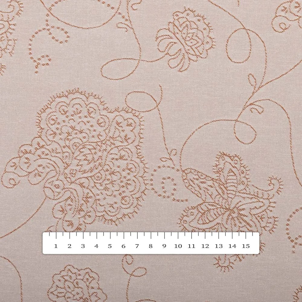 Biante Teflónový behúň na stôl TF-129 Hnedé kvetované ornamenty na sivobéžovom 20x120 cm