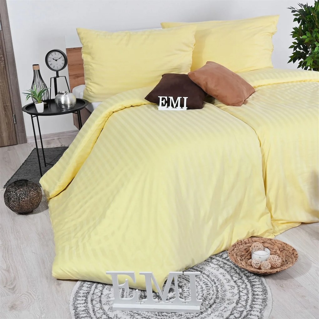 Obliečky damaškové žlté EMI: Štandardný set jednolôžko obsahuje 1x 140x200 + 1x 70x90