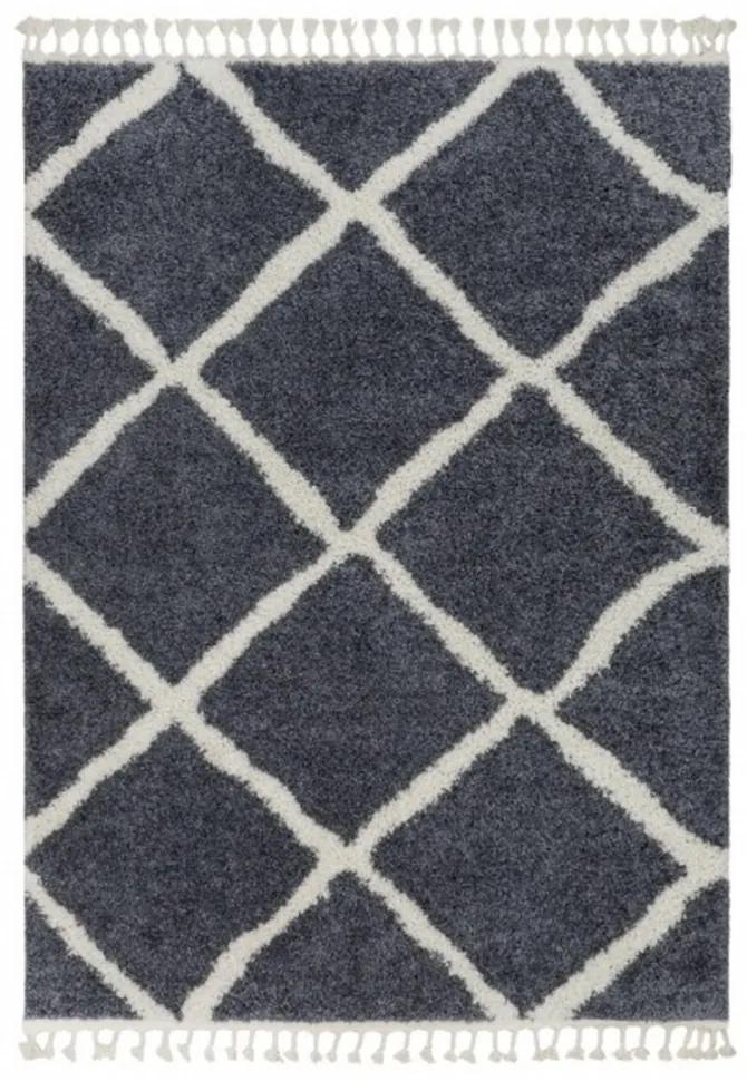 Kusový koberec Shaggy  Cross šedý, Velikosti 80x150cm
