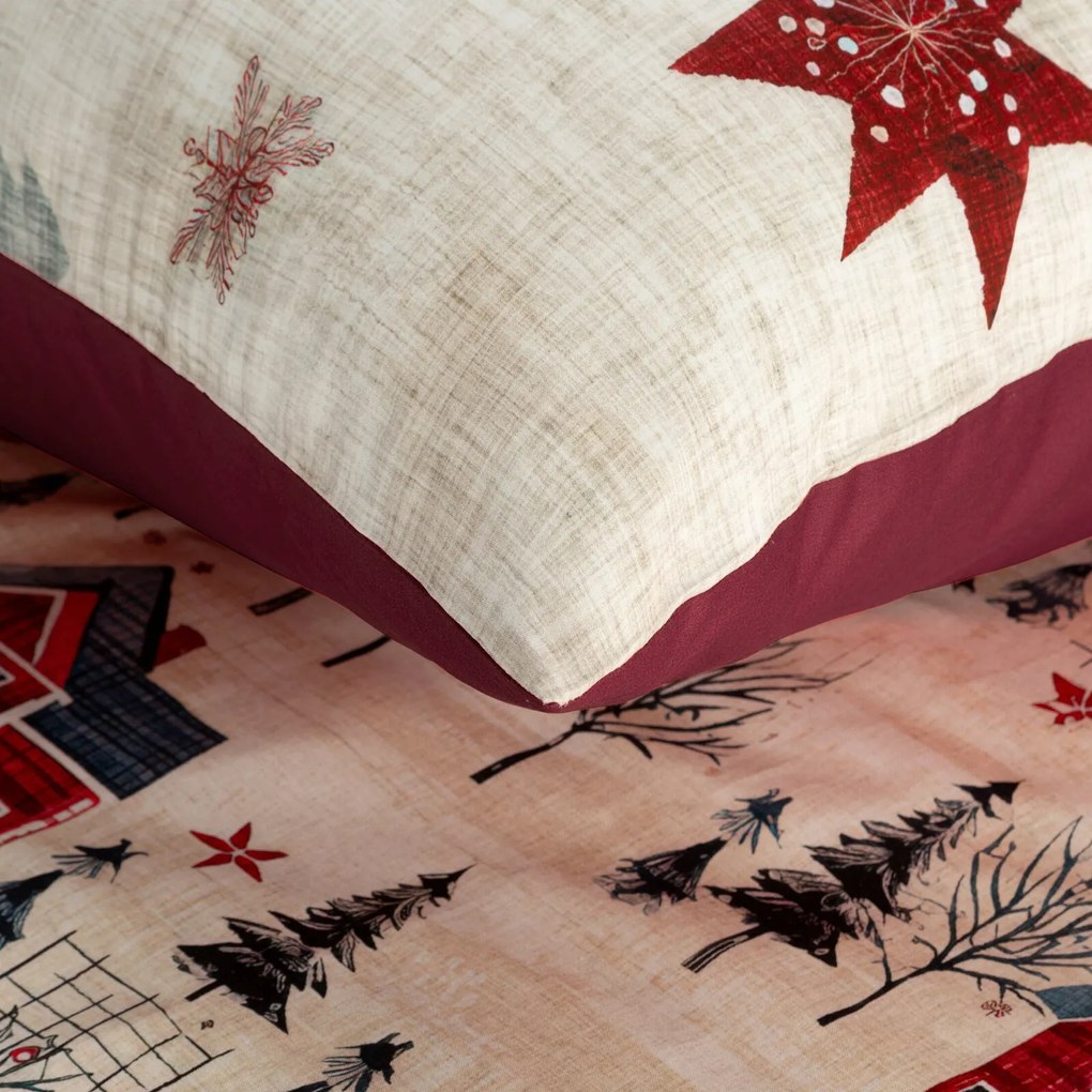 VIANOČNÉ SATÉNOVÉ OBLIEČKY ASHER 140X200, 1 KS 70X80 CM VZOROVANÉ