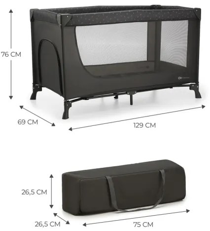 KINDERKRAFT - Cestovná postieľka JOY šedá